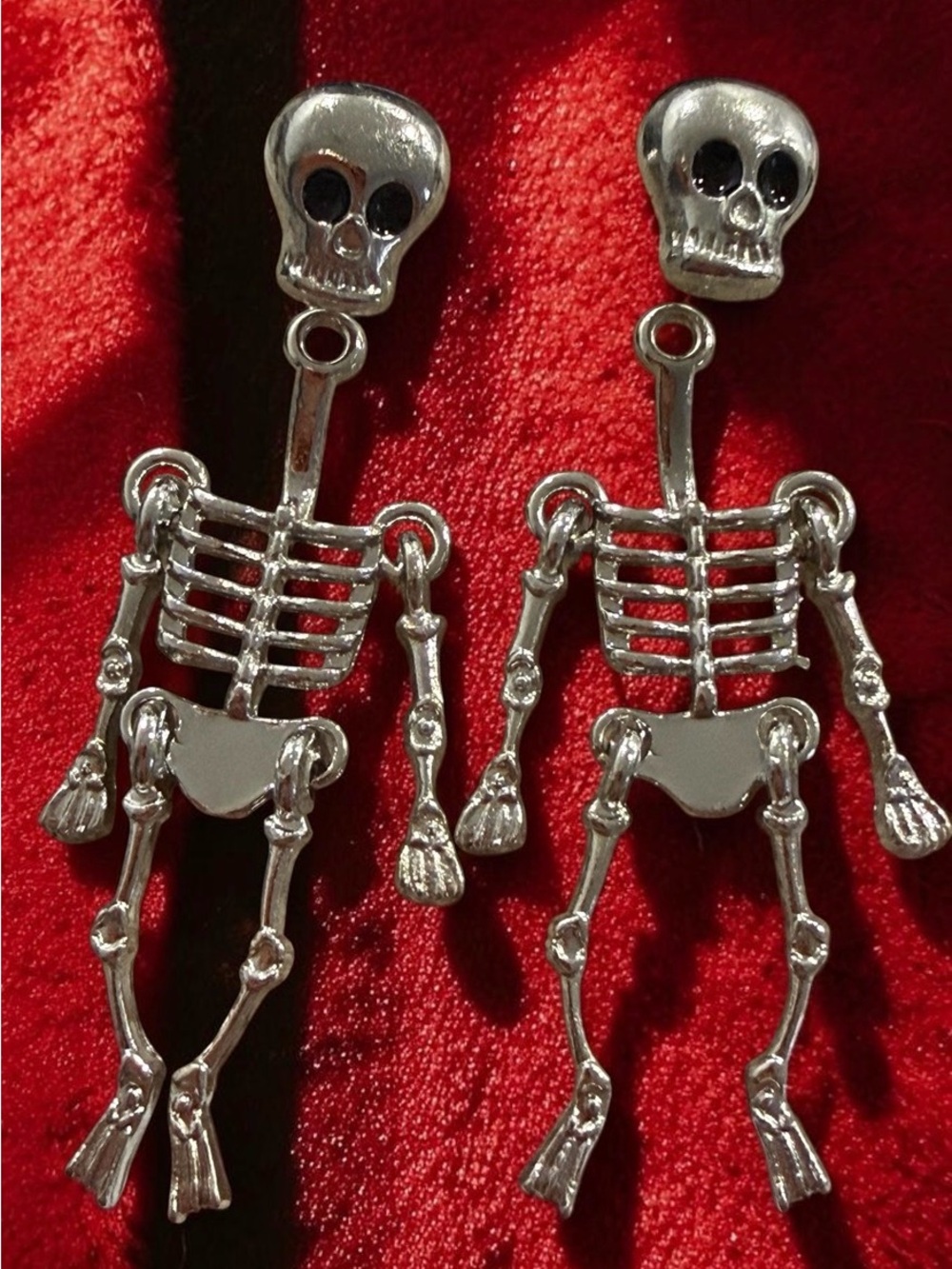 Silver Skeleton Dangle Earrings